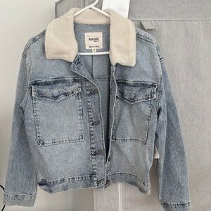 Kensie Light Blue Denim Jacket with Cream Collar